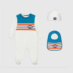 Gucci Kids Blue Baby Interlocking G stripe cotton gift set