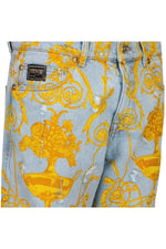 Versace Jeans Couture Baroque-print Denim Shorts
