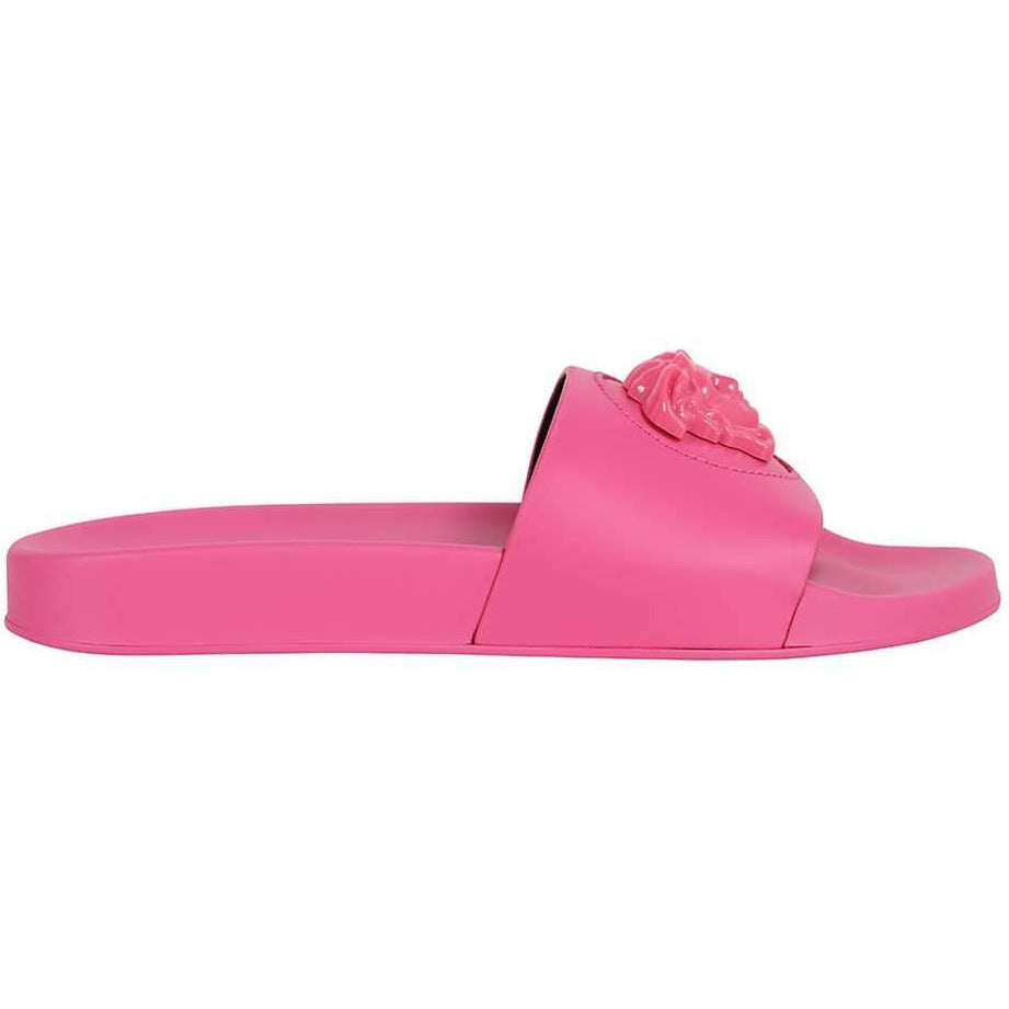 Versace pink slides cheap with gold medusa head