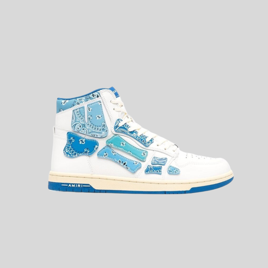 Amiri White & Blue Bandana Print Sneakers