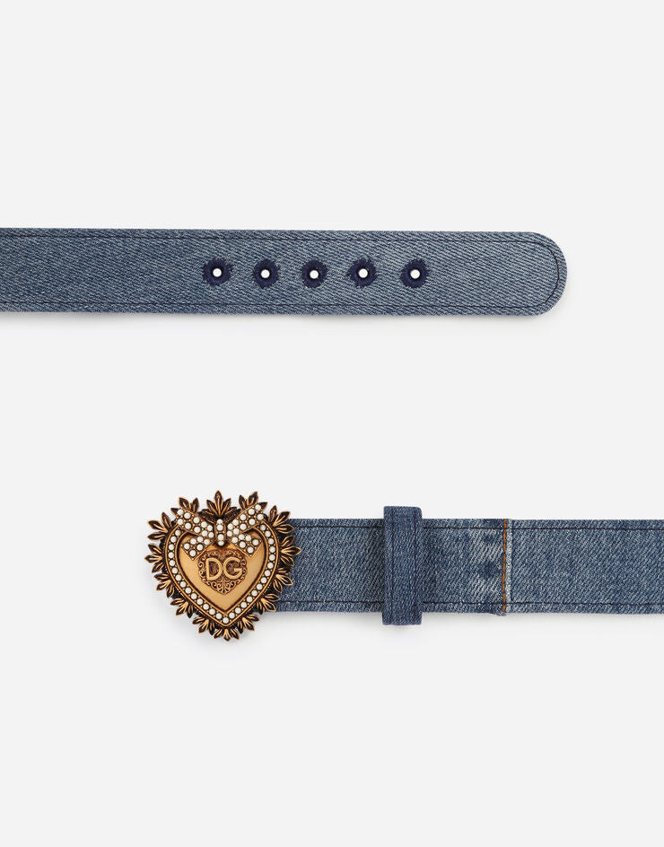 Gabbana Blue Denim Patchwork Belt