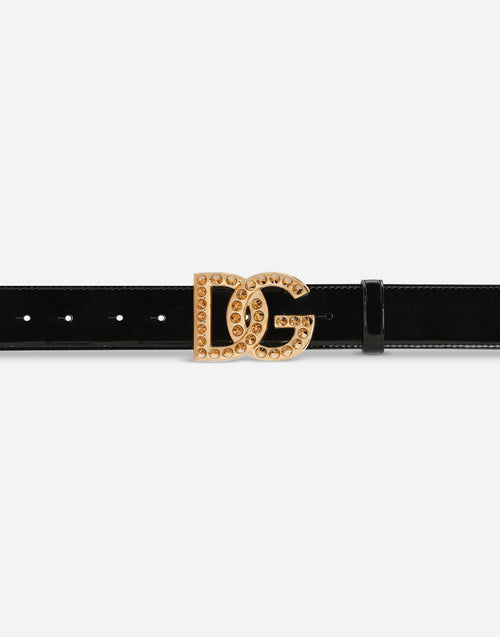 Dolce & Gabbana Polished Calfskin belt with DG logo