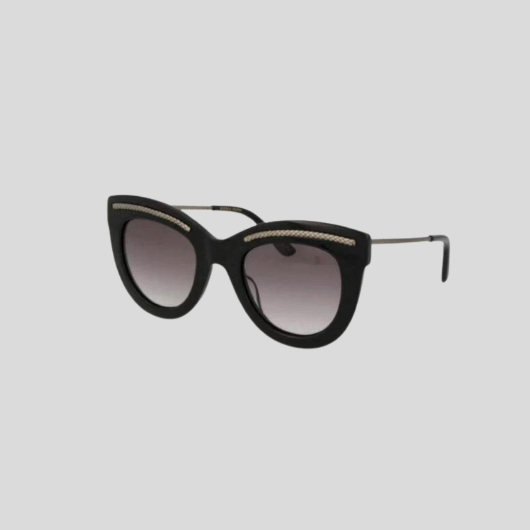 Bottega Veneta Black Silver Smoke Lens Sunglasses