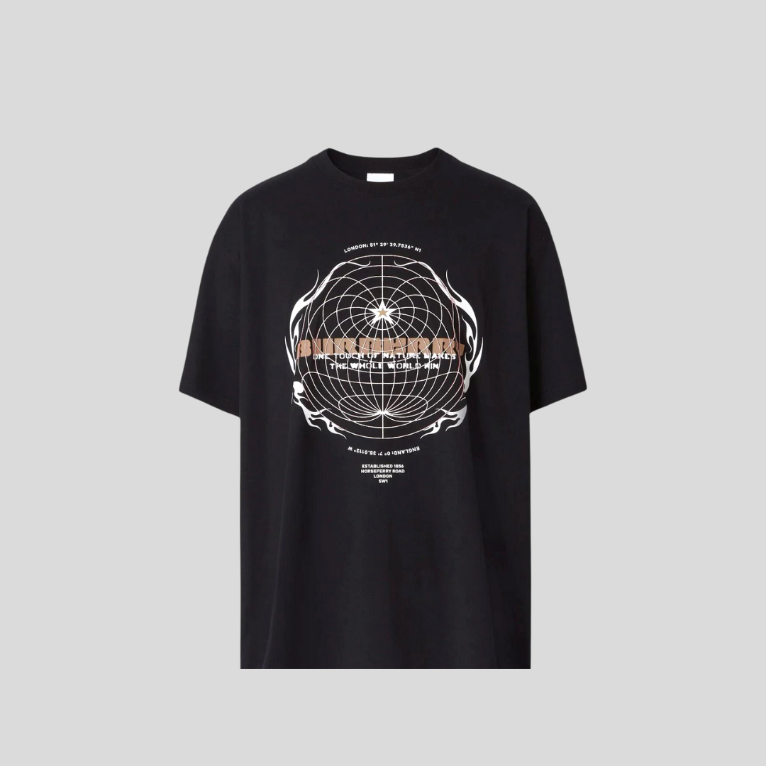 Burberry Black Graphic-Print Cotton T-shirt