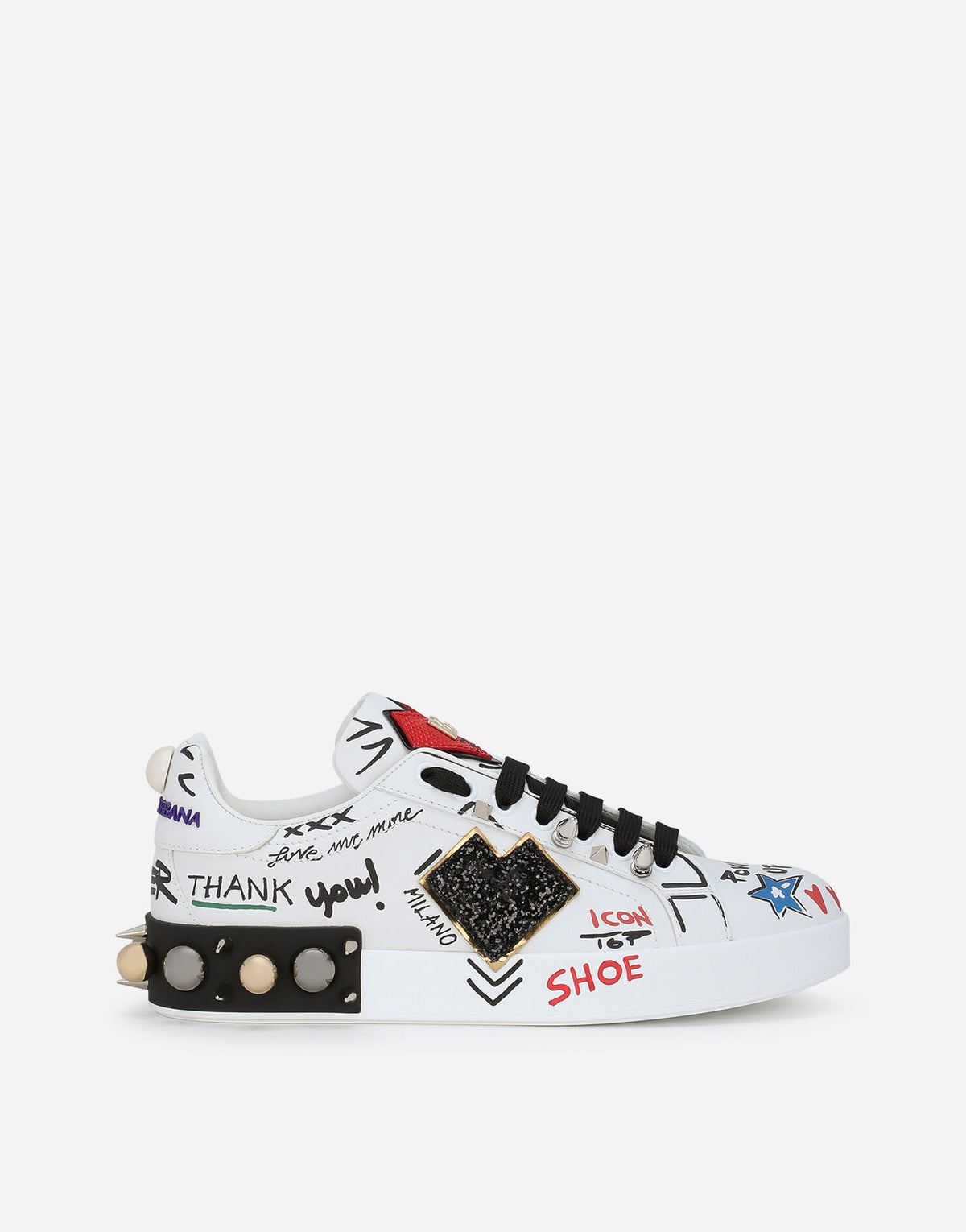 Dolce & Gabbana White Portofino Printed Sneakers