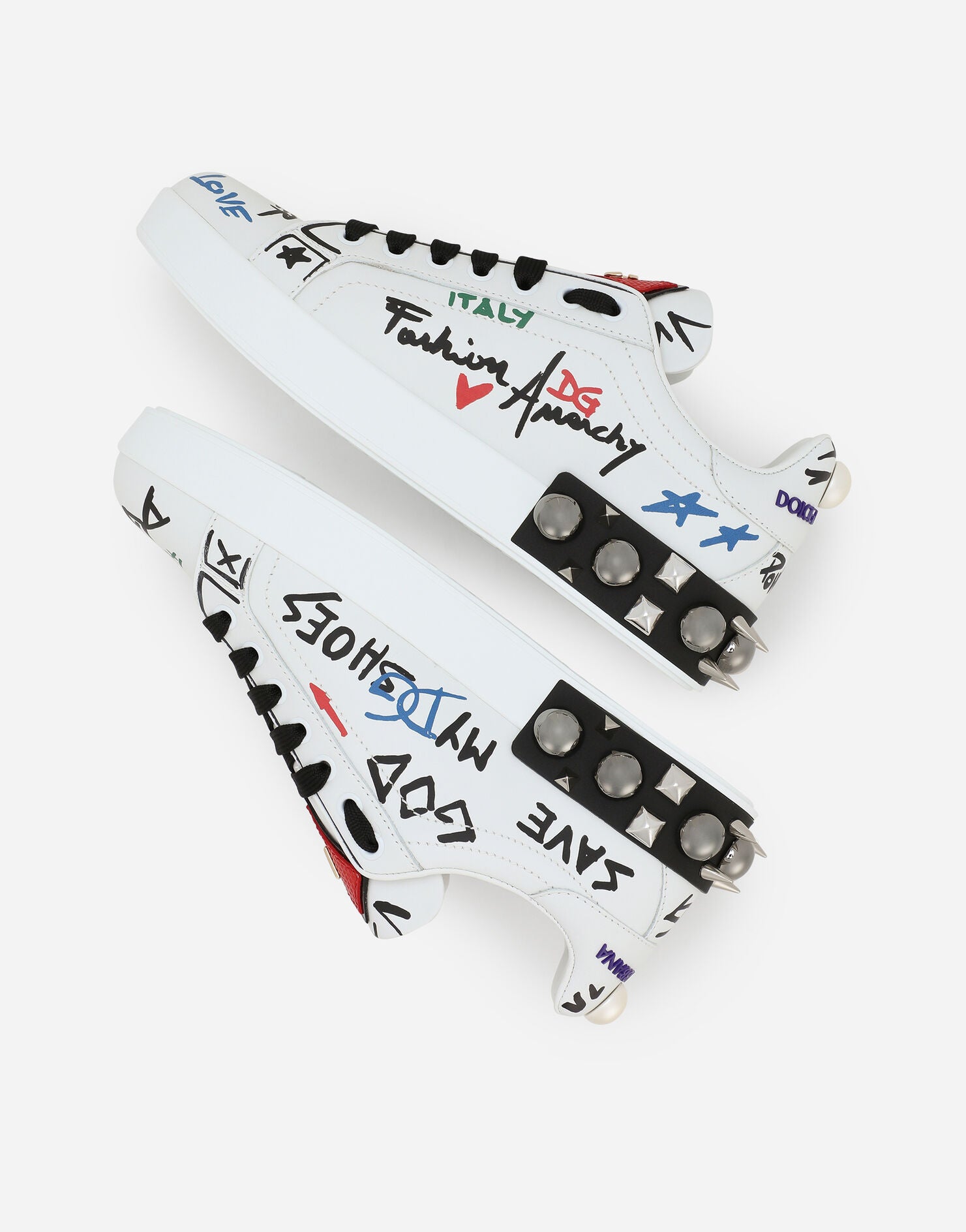 Dolce & Gabbana White Portofino Printed Sneakers – ICETIME LUXE