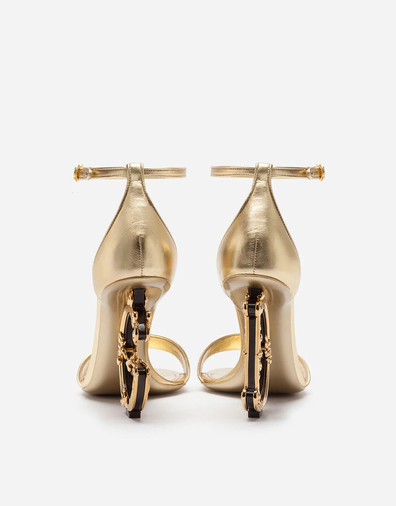 Dolce & Gabbana Nappa Mordore sandals with baroque DG heel