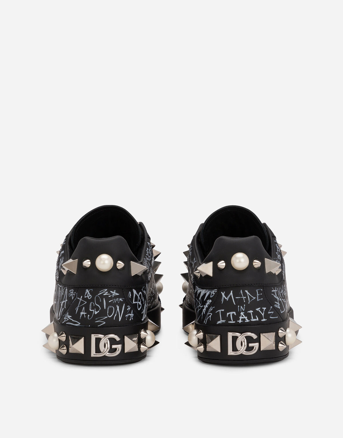 Dolce & Gabbana Black Portofino Studs Sneakers