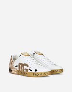 Dolce & Gabbana Calfskin Nappa Portofino sneakers with DG logo and embroidery