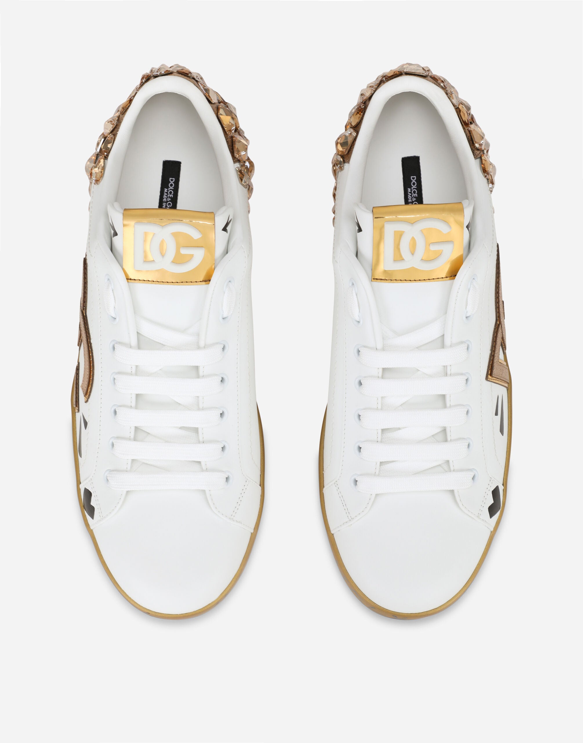 スニーカー Dolce&Gabbana White Gold Portofino Sneakers Dolce & Gabbana Portofino logo-tag Leather Sneakers | White