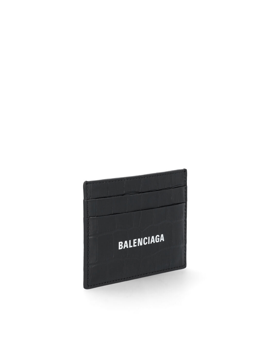Balenciaga Black Crocodile Matte Cash-Card Holder