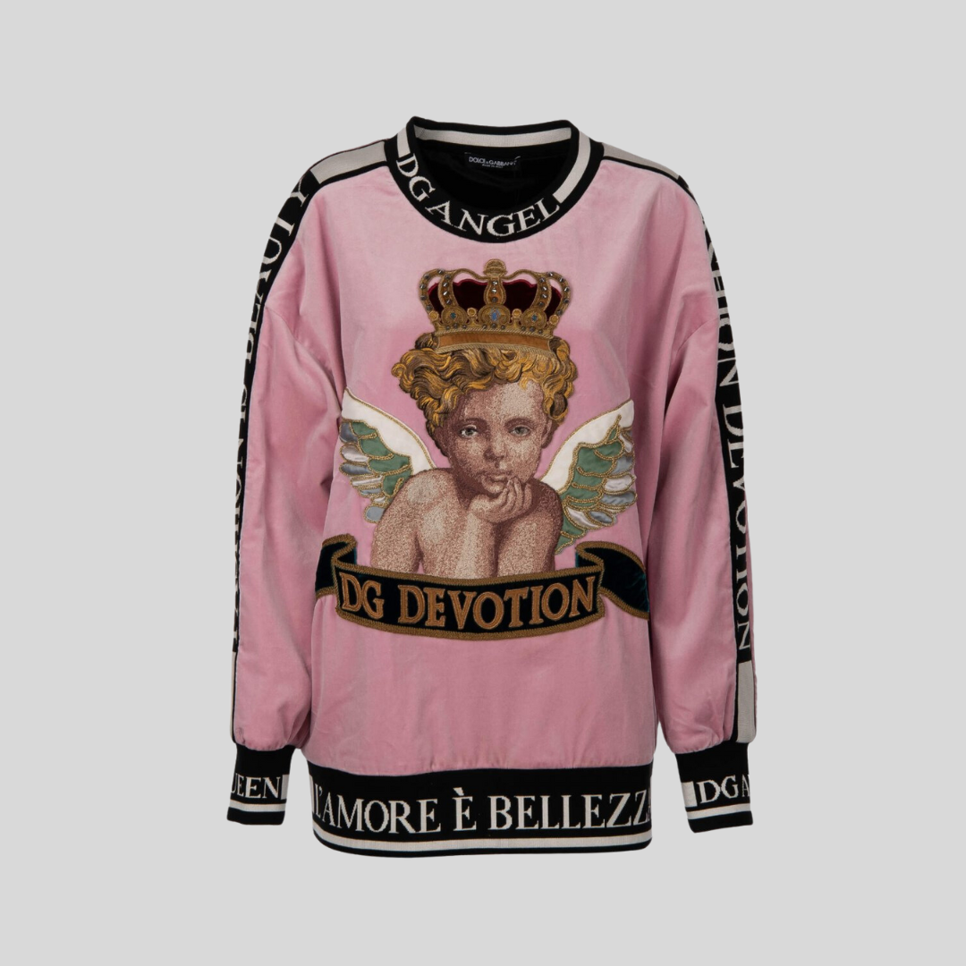 Dolce & Gabbana Pink Angel Crown Embroidery Sweater
