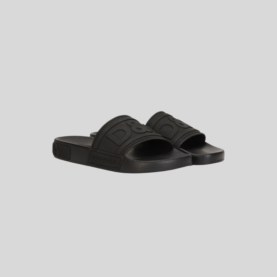 Dolce & Gabbana Black Rubber Beachwear Slides