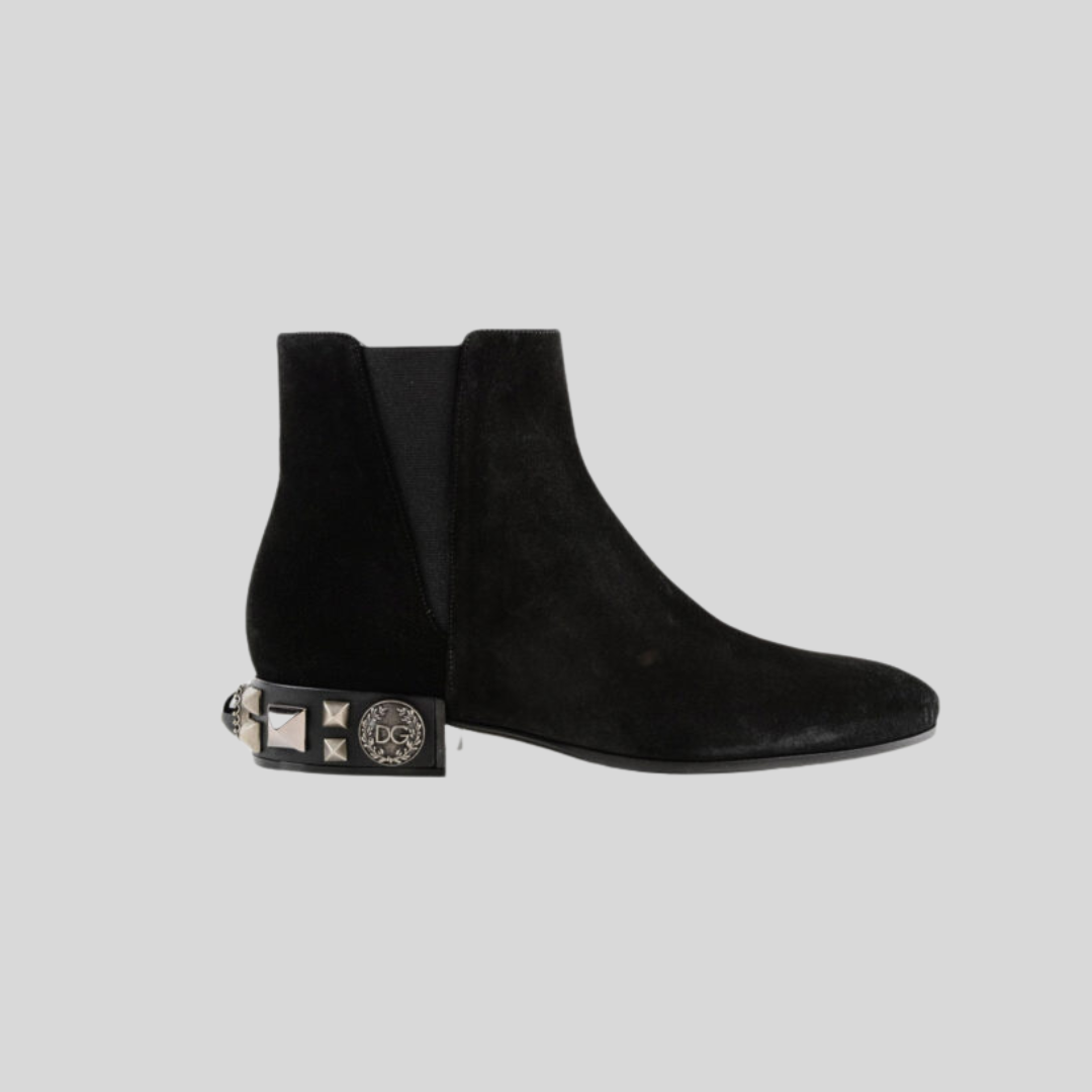 Dolce & Gabbana Black Studded Ankle Boots