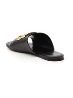 Balenciaga BB Logo Black Leather Sandals