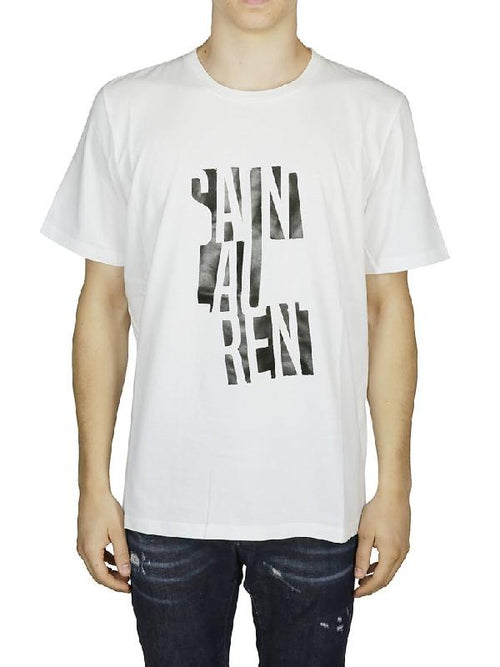 Yves Saint Laurent White Distressed Logo Shirt