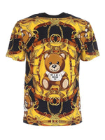 Moschino Teddy logo print T-shirt in black and yellow