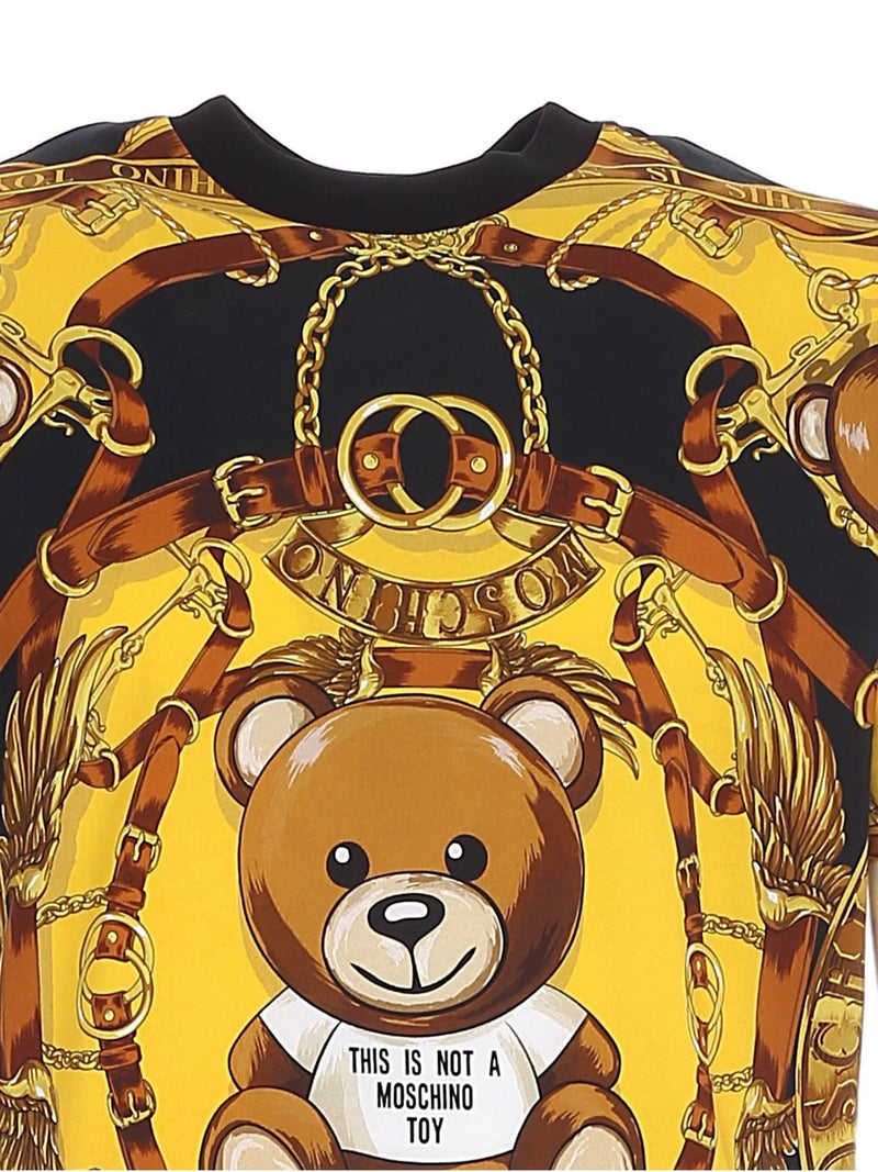 Moschino Teddy logo print T-shirt in black and yellow