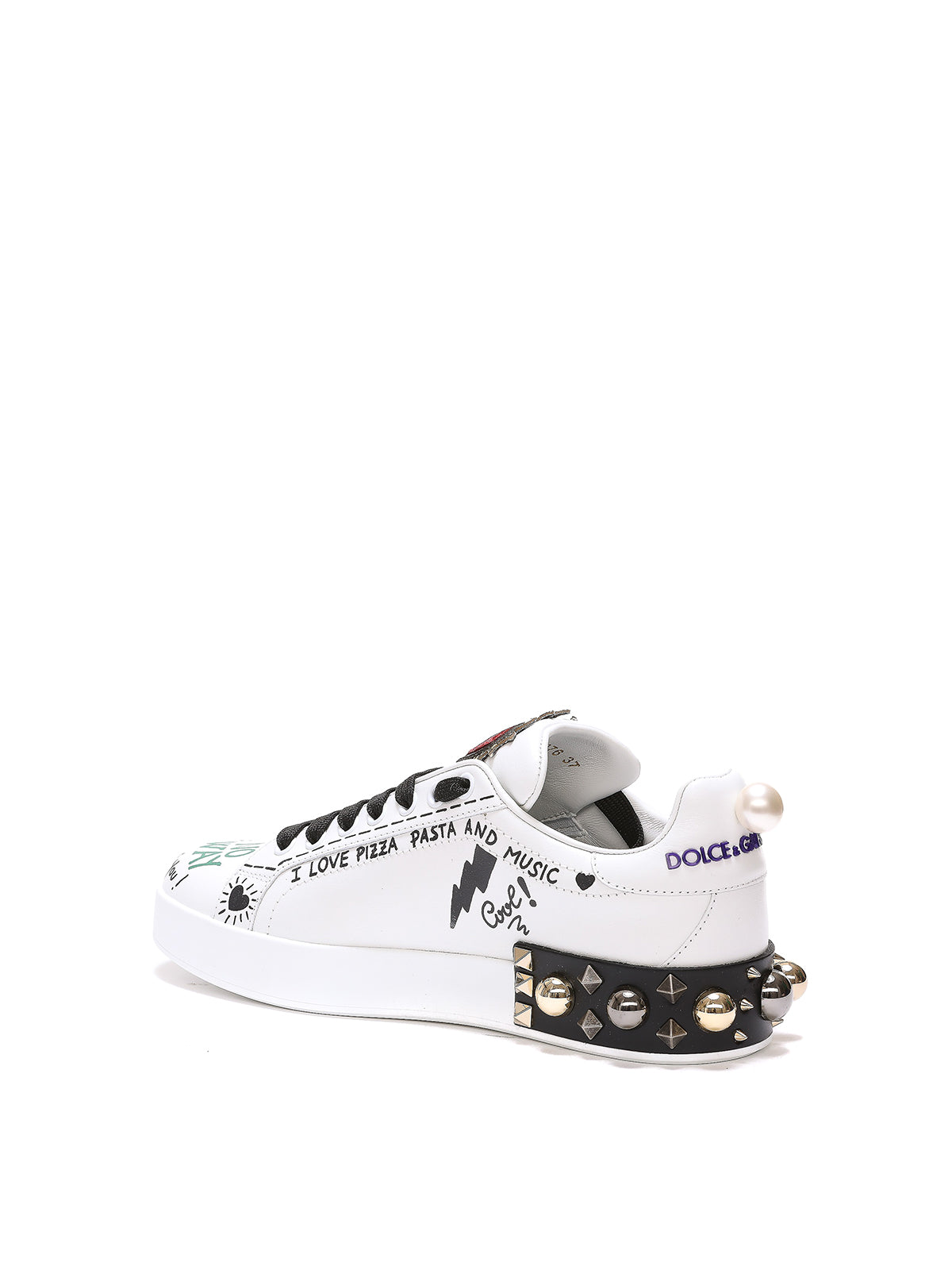 Dolce & Gabbana White Portofino Printed Sneakers
