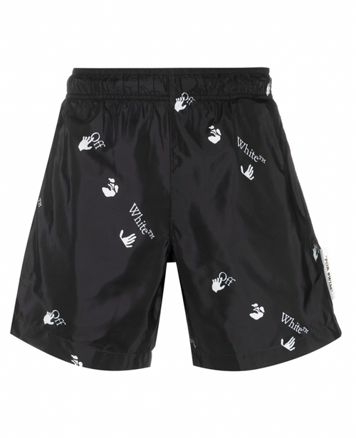Off White Hands-Off print swim shorts