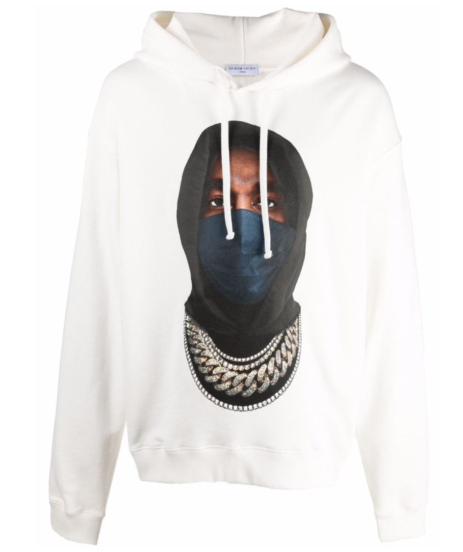 Ih Nom Uh Nit White Mask Graphic Print Hoodie Sweatshirt