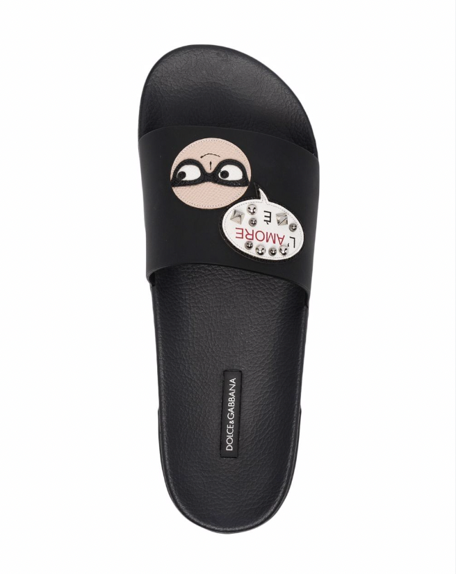 Dolce & Gabbana patch-detailed leather slides