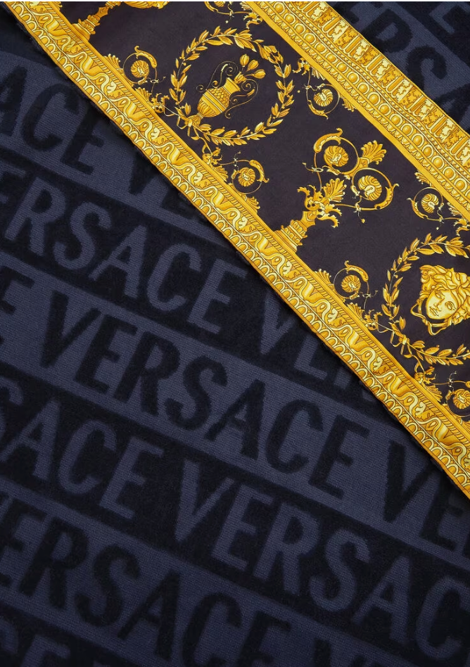 Versace Black Baroque Beach Towel