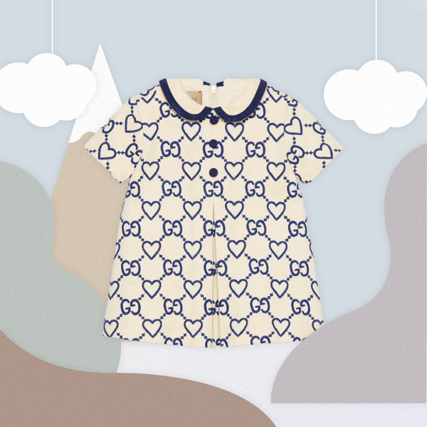 Gucci Girls Ivory Gg Hearts Dress