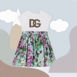 Dolce & Gabbana Kids logo-patch floral print sundress
