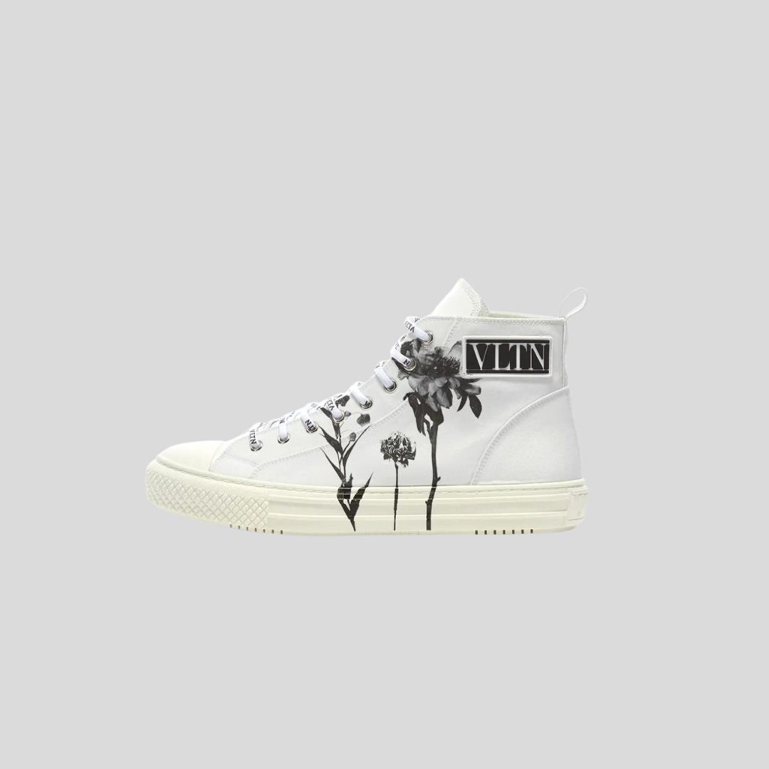 Valentino Garavani White Flower Printed Sneakers