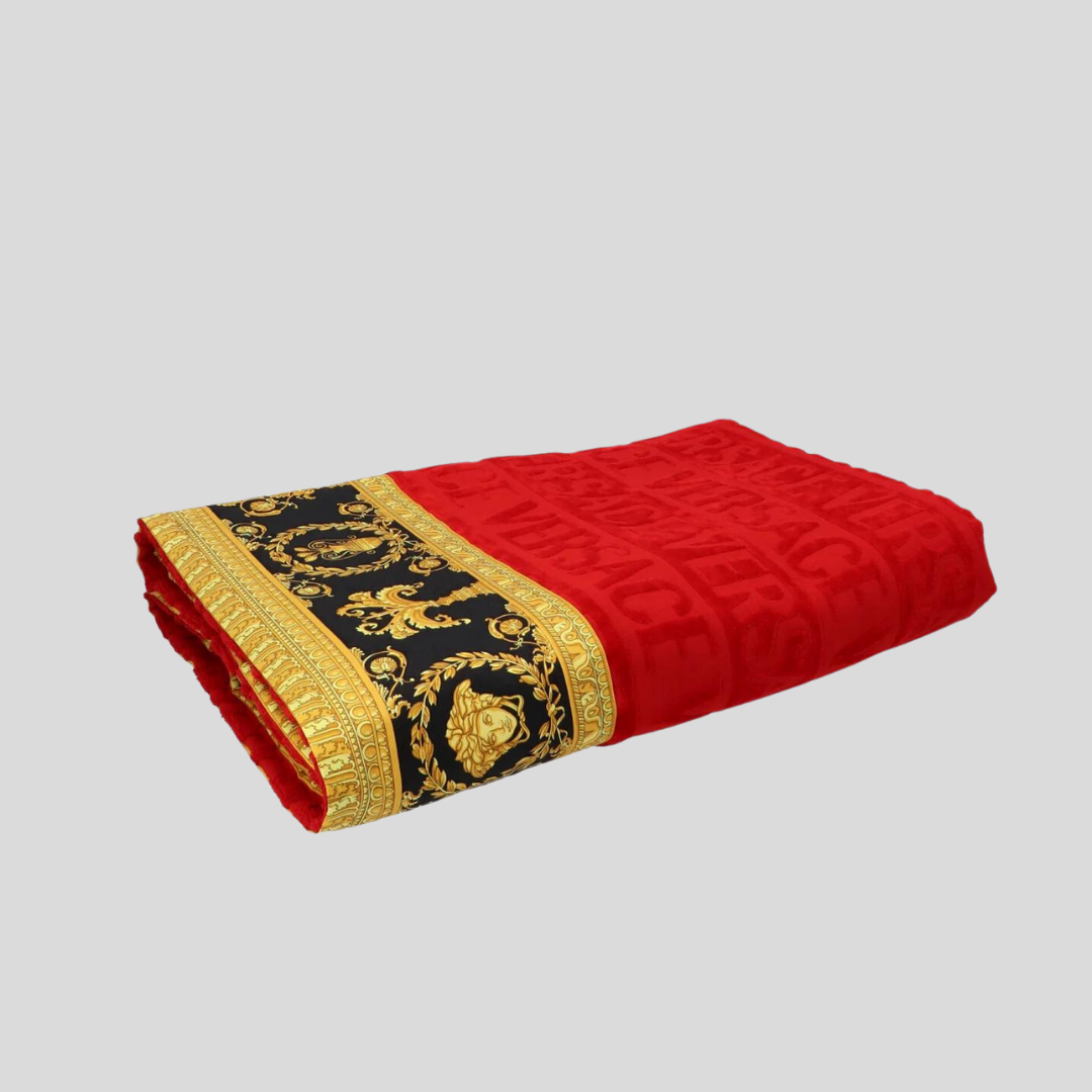 Versace Red Baroque Beach Towel