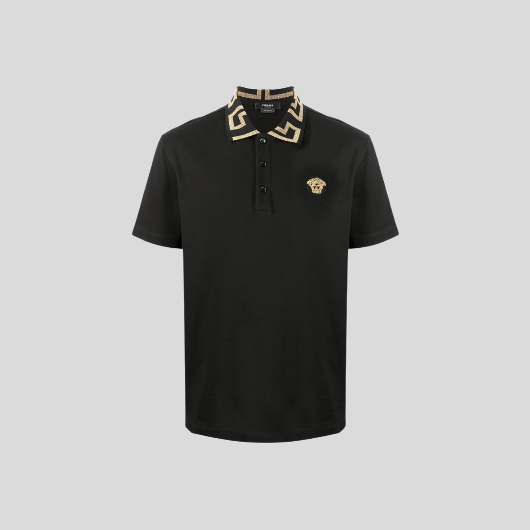 Versace Black Greca Polo Shirt