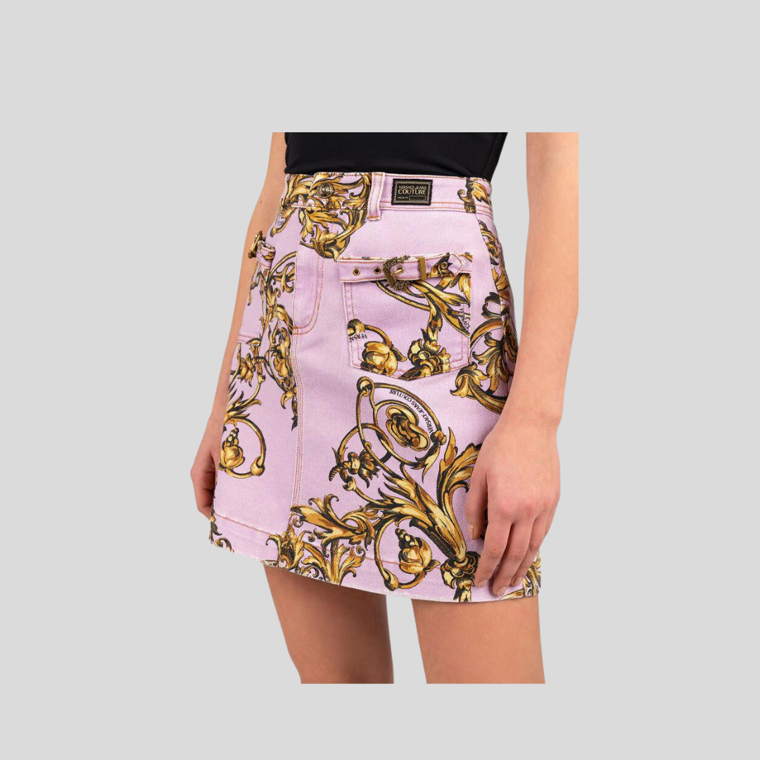 Versace Jeans Couture Pink Baroque Print Skirt