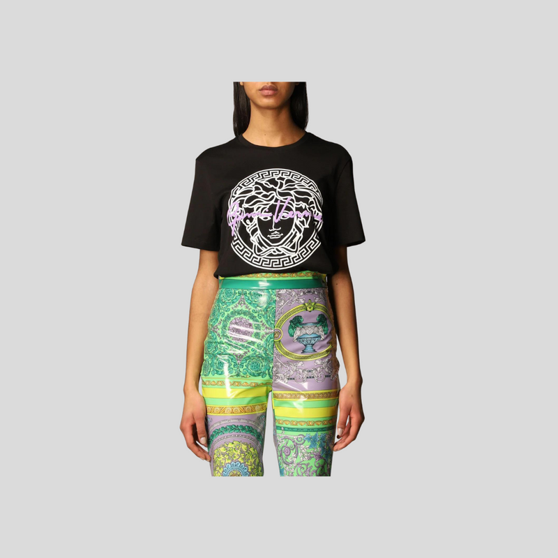 Versace cotton T-shirt with signature and Medusa head