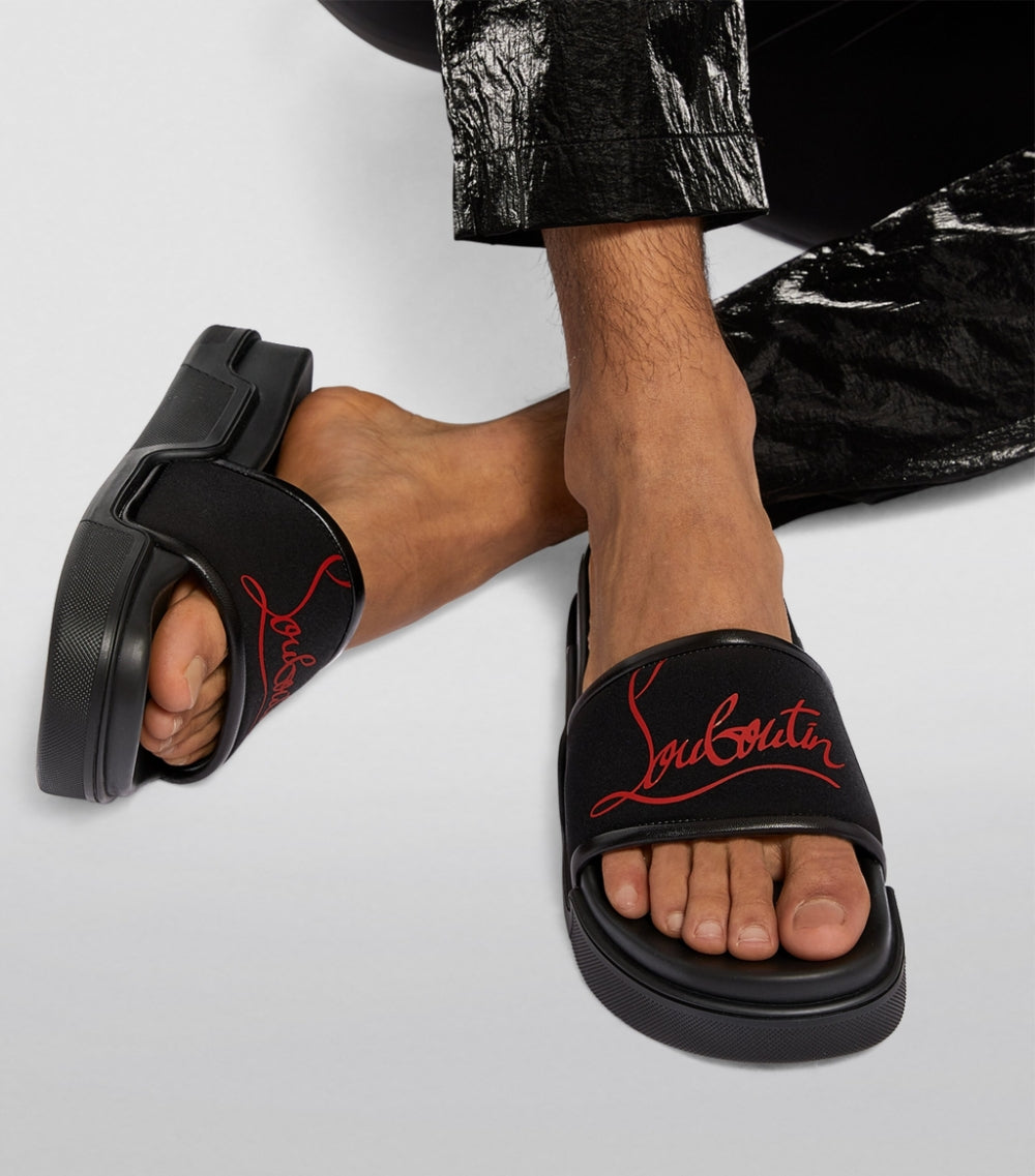 Christian Louboutin Black Navy Pool Slides ICETIME LUXE