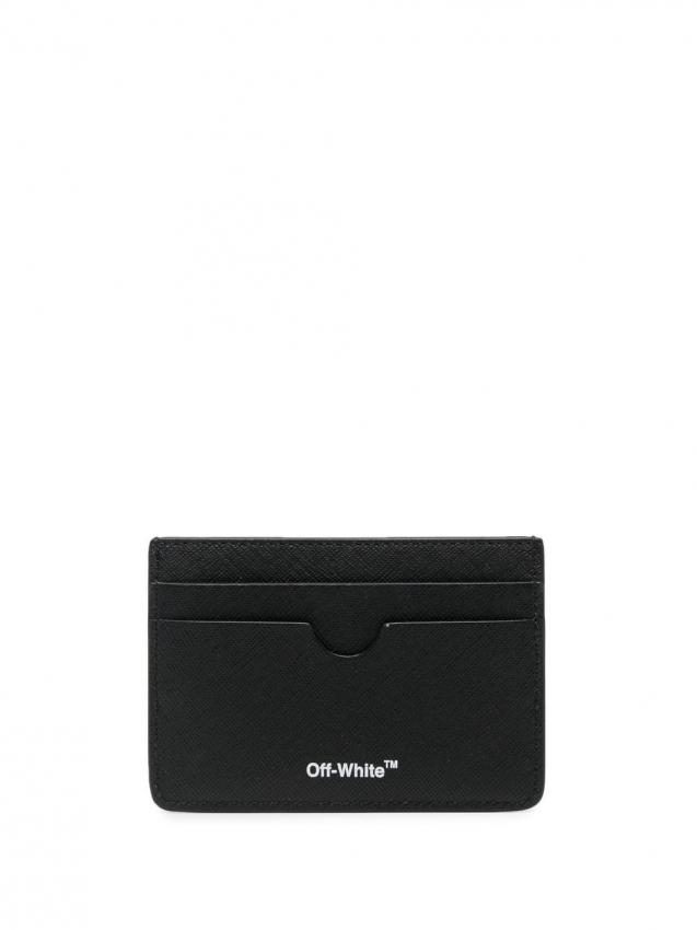 Off-White Bicolor Binder Leather Card Holder Wallet