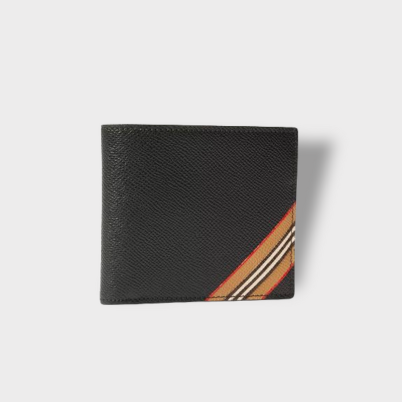 Burberry Stripes Calfskin Folding Wallet