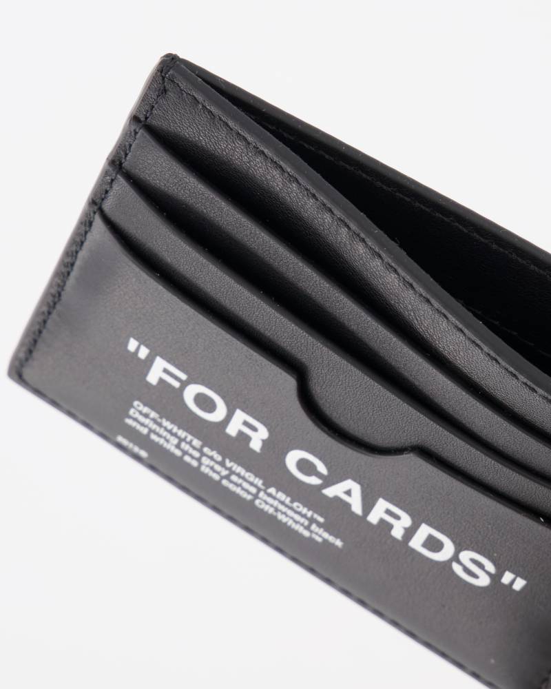 Off-White Black Leather Card Holder Wallet