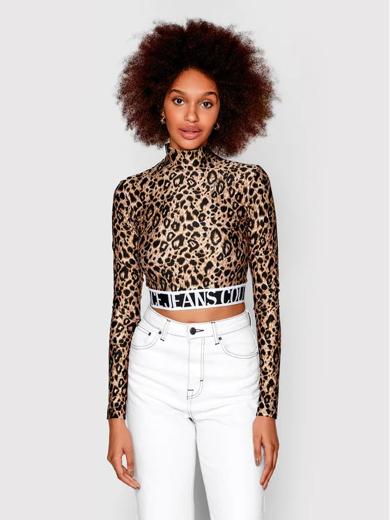 Versace Jeans Couture Brown Animal Print Blouse