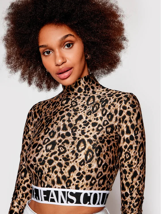 Versace Jeans Couture Brown Animal Print Blouse