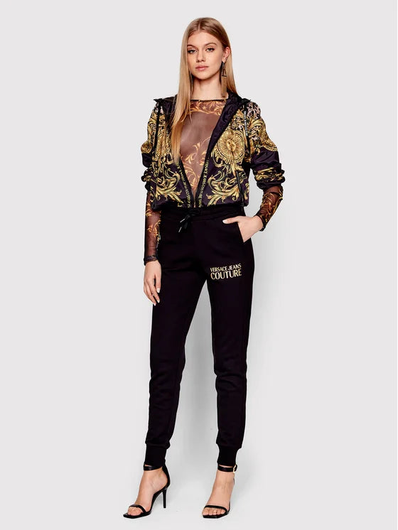 Versace Jeans Couture Black Tulle Regalia Bodysuit
