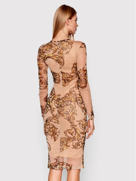 versace long sleeve cocktail dress Versace Aluminum Metal Mesh Cocktail Dress