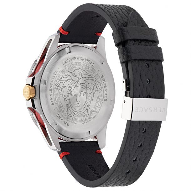 Versace Black Sport Tech Leather Watch