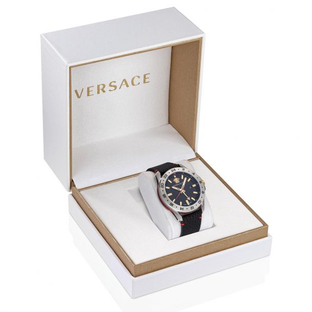 Versace Black Sport Tech Leather Watch